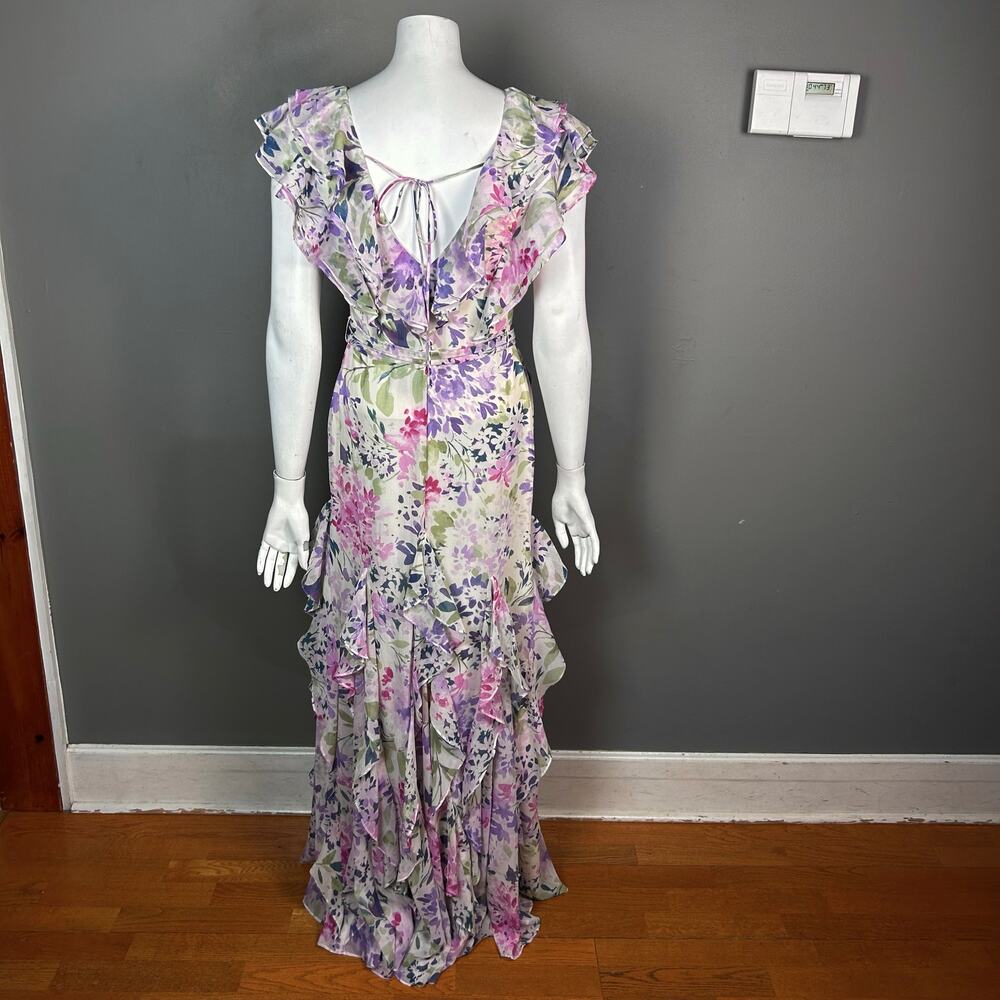 Lauren Ralph Lauren Maxi Dress Size 0 Ruffle Floral Cottagecore Feminine NWT - Picture 11 of 16